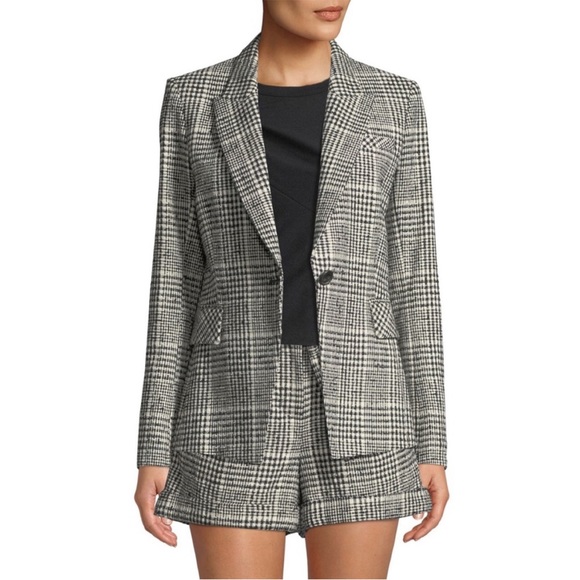 Veronica Beard Rhett Dickey Blazer In Black/Cream Plaid - Picture 5 of 15